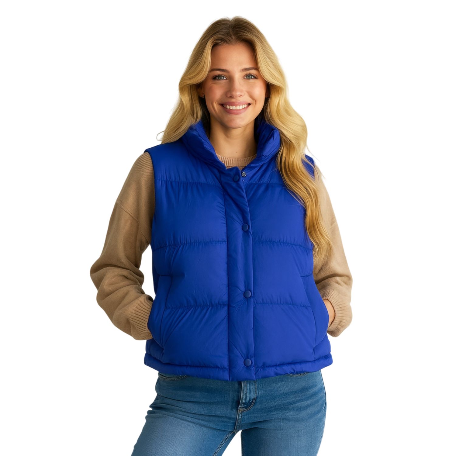 Colisco Hooded down vest, Sapphire, Color: Sapphire, Size: 4