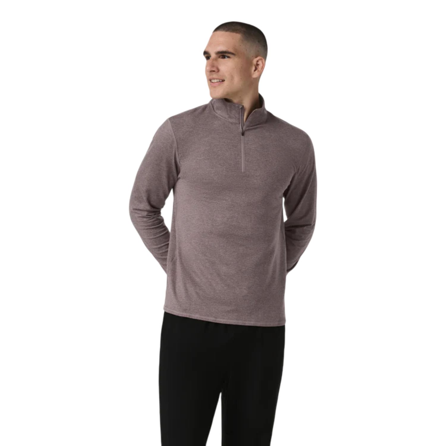 Vuori Ponto 1/2 Zip Mock Neck, Color: Huckleberry Heather, Size: M