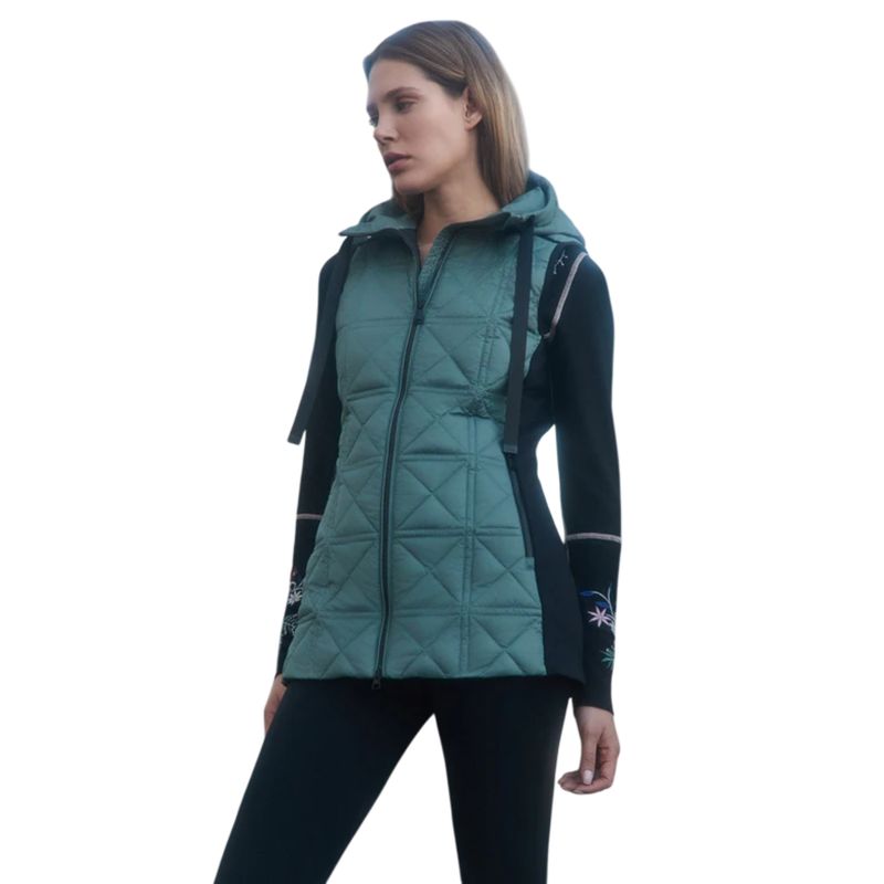 Sinclair Hooded Long Vest, Eucalyptus