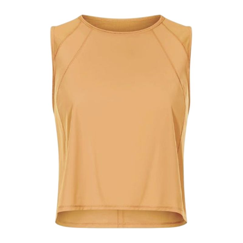 Colisco Activewear Tank Top_Orange Sheer Backed Crop Top