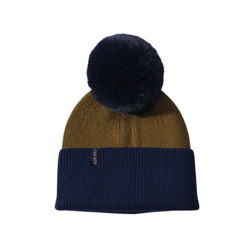 Colisco Soft Warm Pom Pom Beanie Hat, Navy/Olive