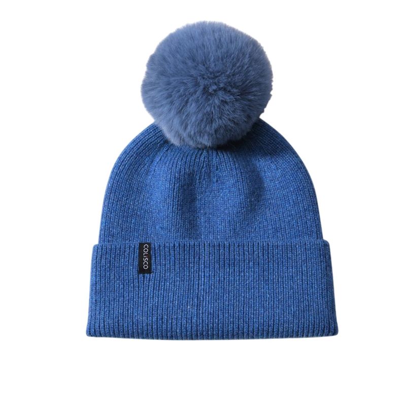 Colisco Pompom Beanies, Denim Blue