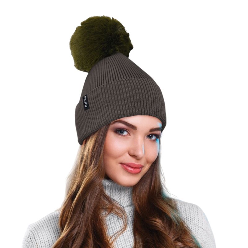 Colisco Pompom Beanies, Khaki