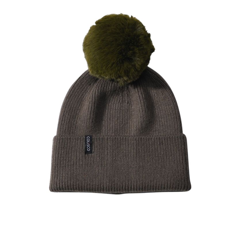 Colisco Pompom Beanies, Olive