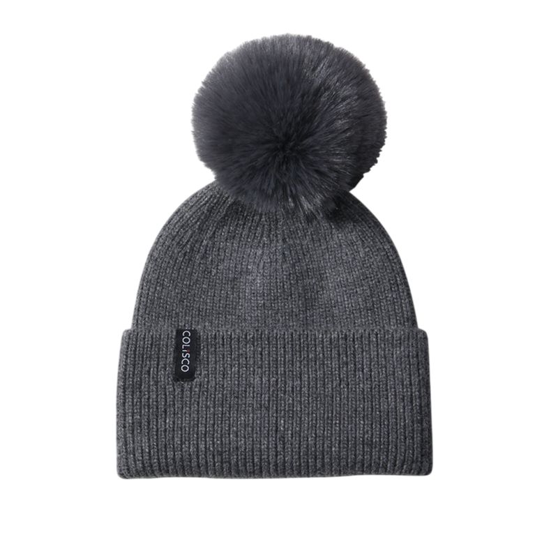 Colisco Pompom Beanies, Dark Gray