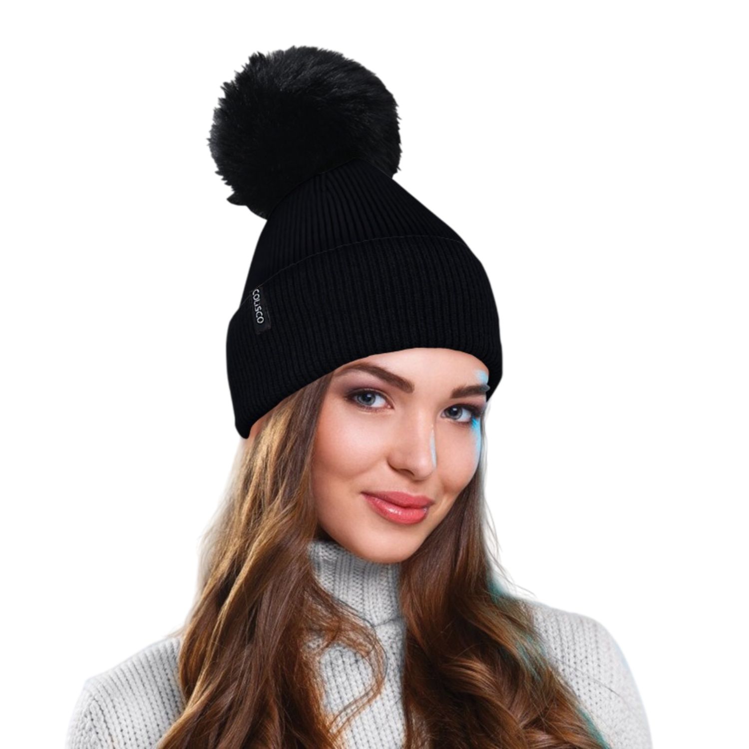 Colisco Pompom Beanies, Black