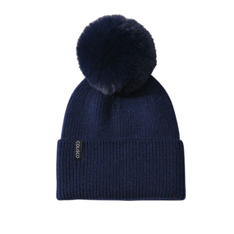 Colisco Pompom Beanies, Dark Blue