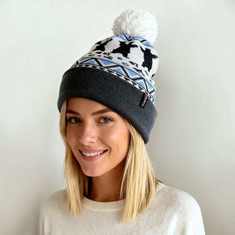 Colisco Unisex Beanie Colorado Bear Dance, Blue/Grey