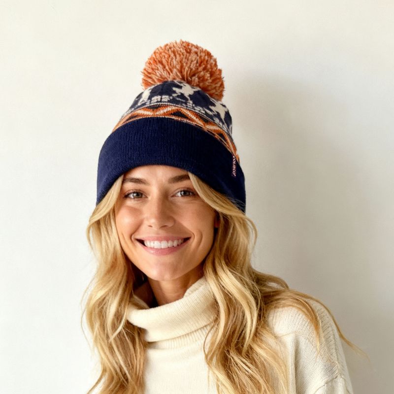 Colisco Unisex Beanie Colorado Moose Dance, Orange/Blue