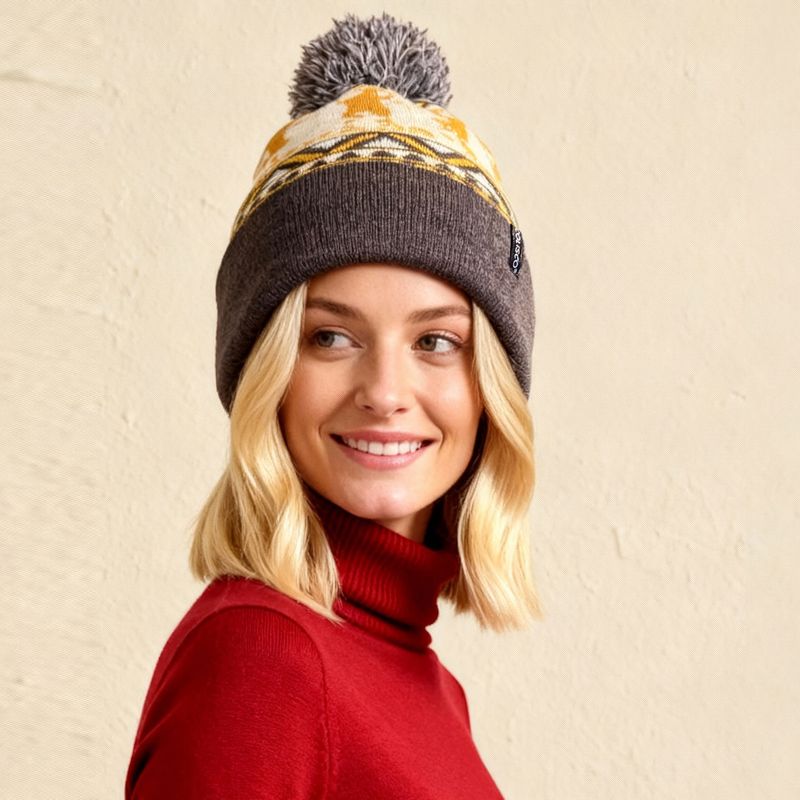 Colisco Unisex Beanie Colorado Moose Dance, Mustard/Grey