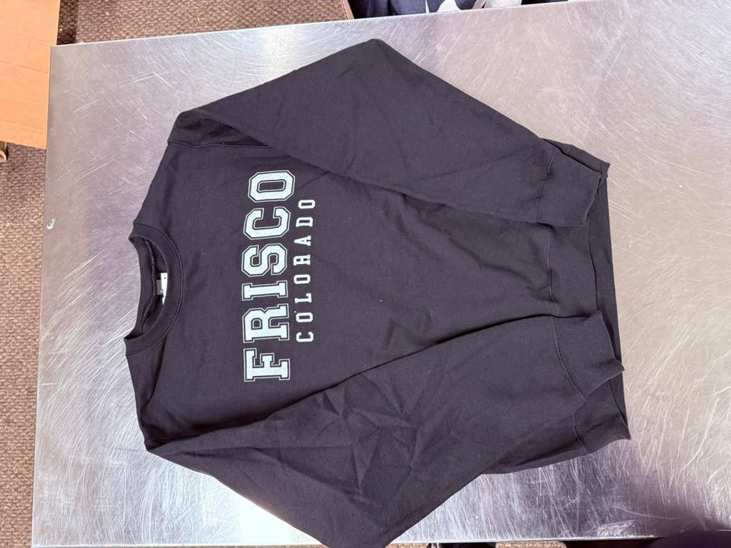 Stacked Collegiate Crewneck Sweatshirt, Color: Black, Size: SM/MD