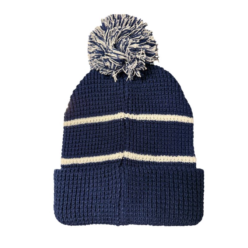 Colisco Waffle Pom Pom Beanie, Blue/ White