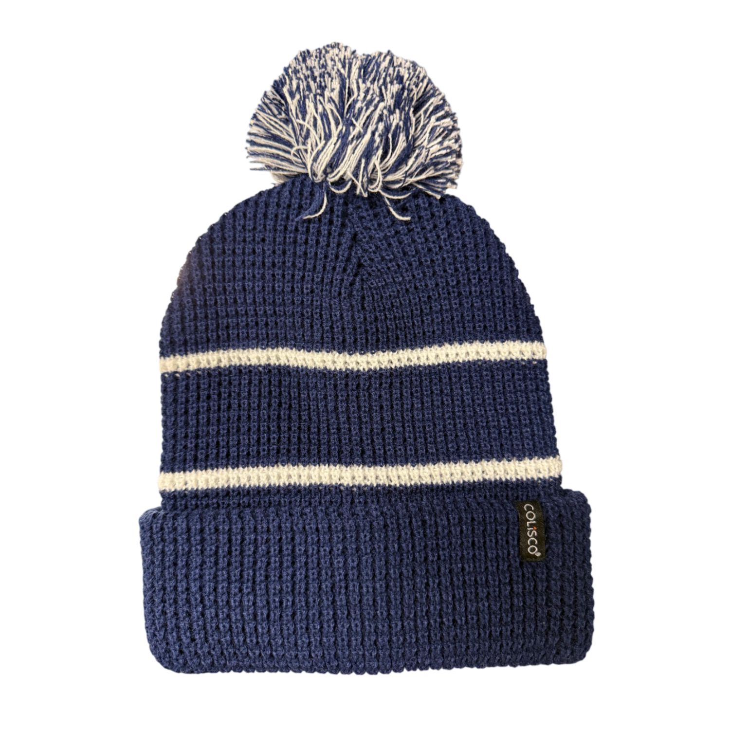 Colisco Waffle Pom Pom Beanie, Blue/ White, Color: Blue/ White, Size: O/S