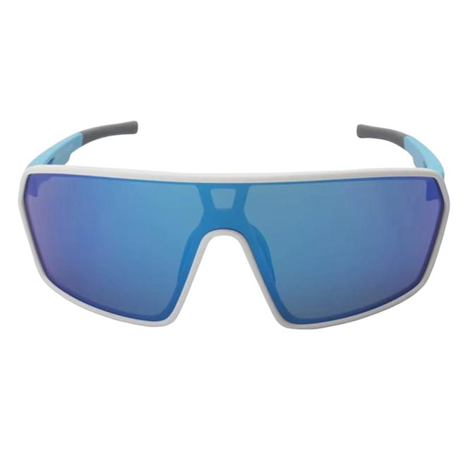 Colisco High-Performance Retro Shield Sports Sunglasses, Color: Matte White to Matte Black Frame / Ice Blue Full Revo Lens, Size: O/S