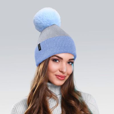 Two-Tone Pompom Beanies