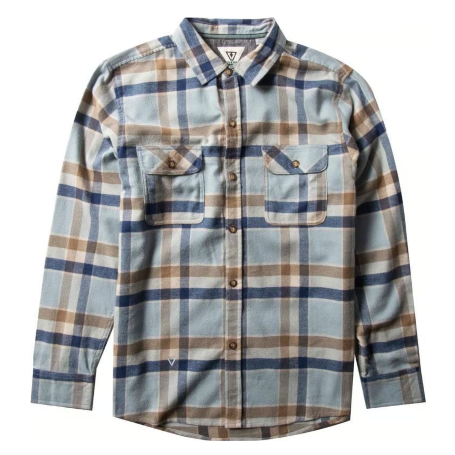 Vissla Central Coast Long Sleeve Flannel Shirt, Color: Seaside, Size: Medium