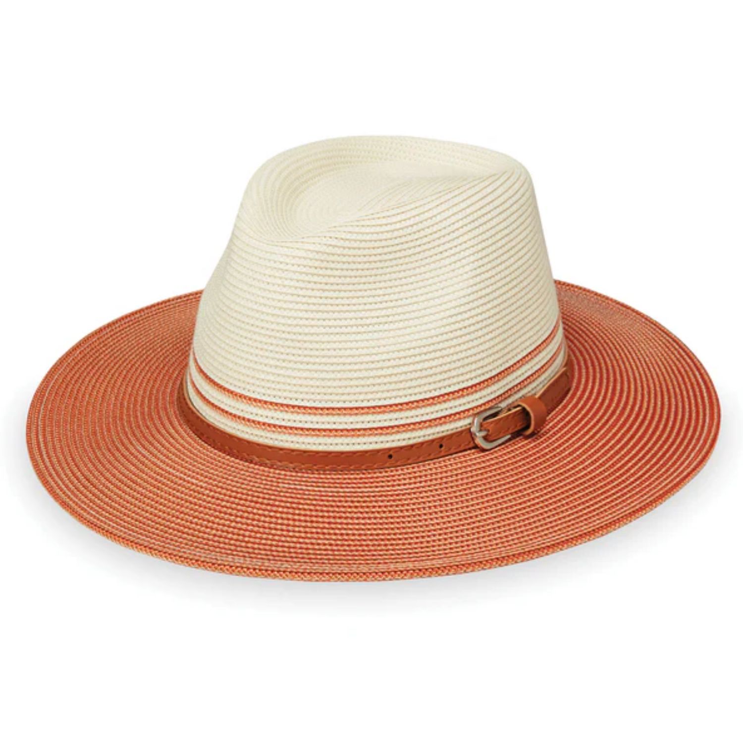 Wallaroo Women's Kristy Fedora Style Sun Hat, Color: Ivory/Coral, Size: O/S
