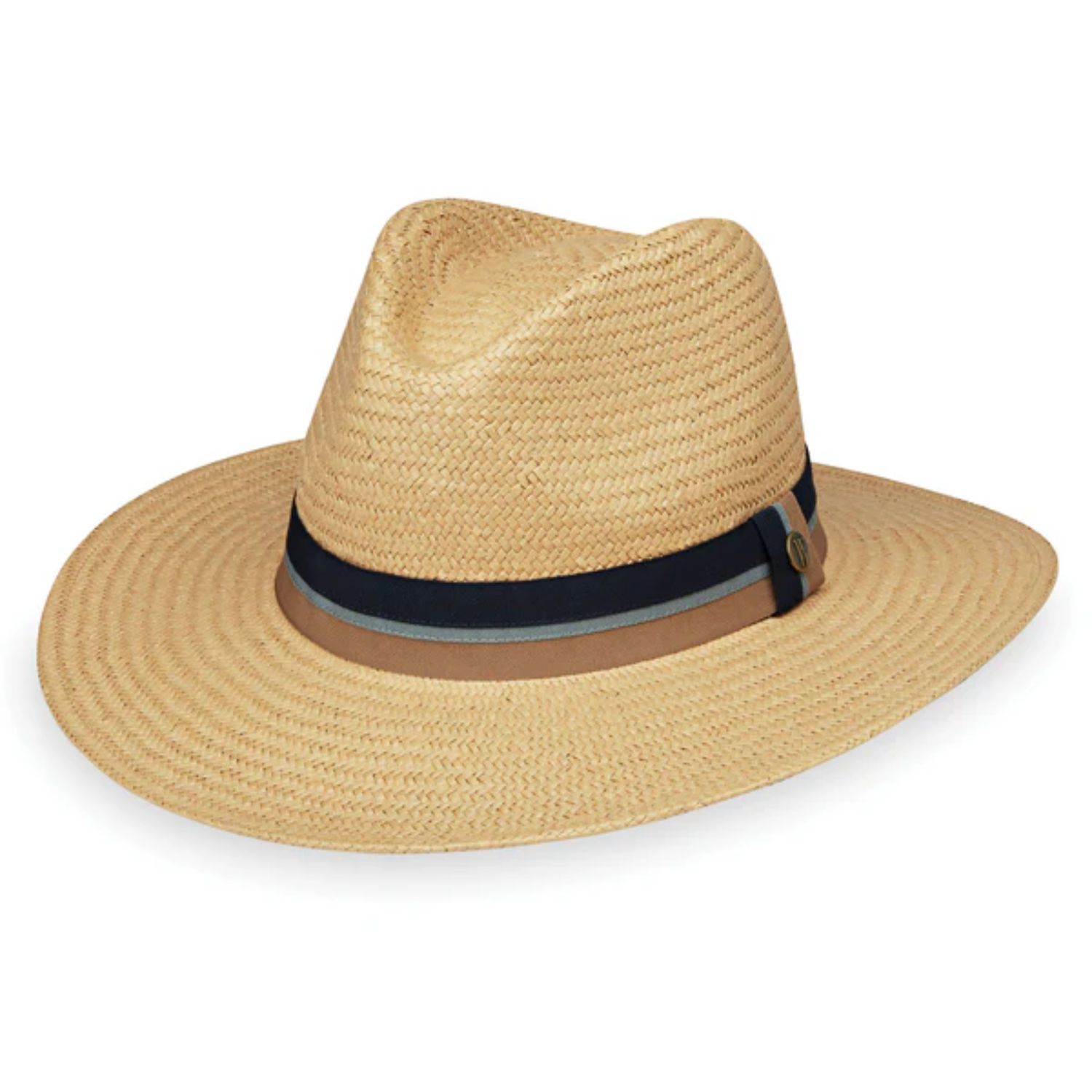 Wallaroo Turner Fedora Men's Wide Brim Straw Sun Hat, Color: Camel, Size: L/XL