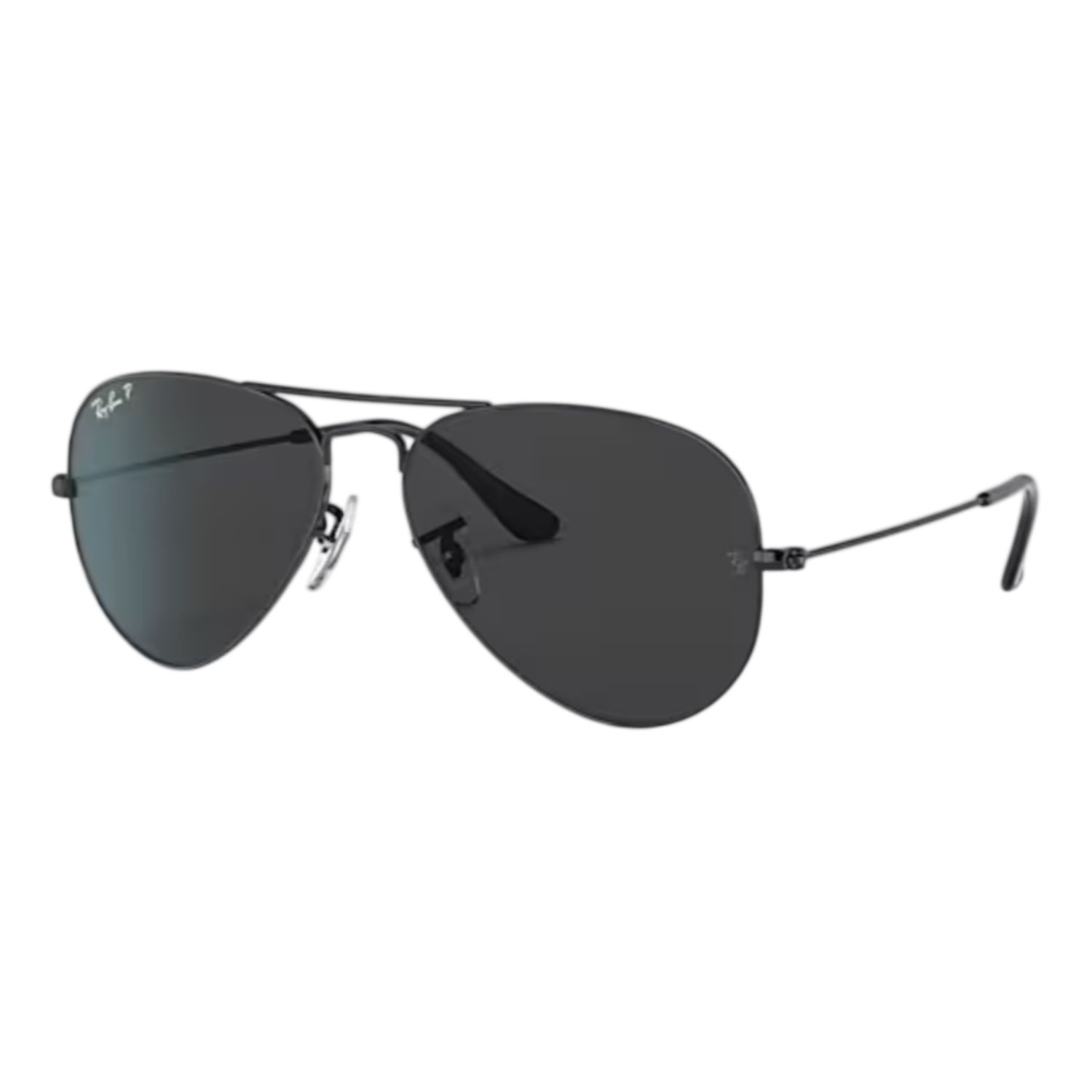 Ray Ban Metal Polarized Aviator Sunglasses, Color: Black/Black, Size: Adjustable