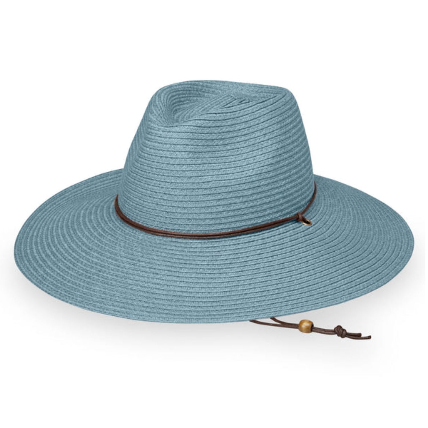 Wallaroo Women's Sanibel  Wide Brim Fedora Sun Hat, Color: Cornflower, Size: O/S