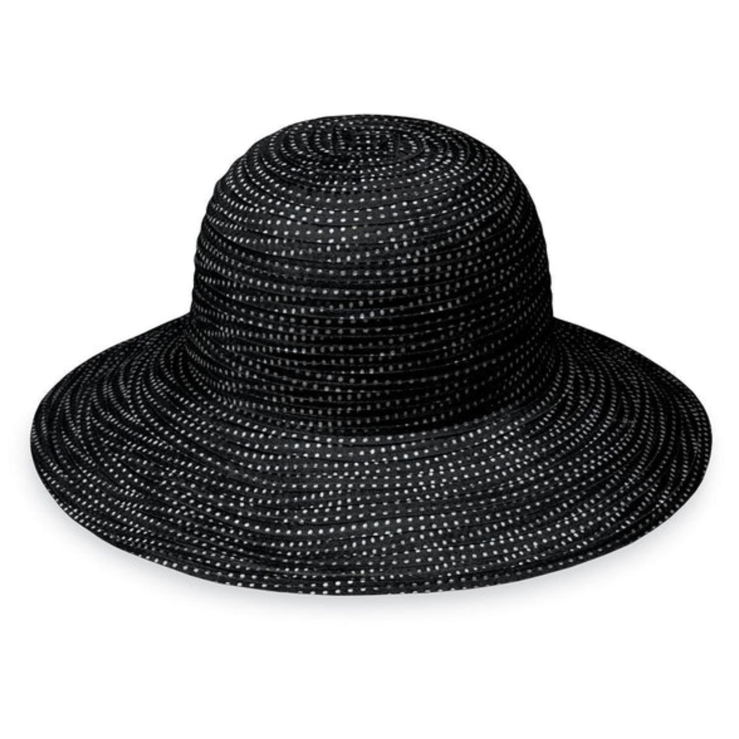 Wallaroo Women's Petite Scrunchie Wide  Brim Hat, Color: White/Black, Size: O/S