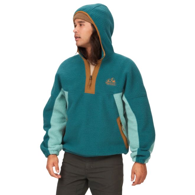 Marmot Mens Super Aros Fleece Hoodie, Color: Dark Jungle/Blue, Size: Small