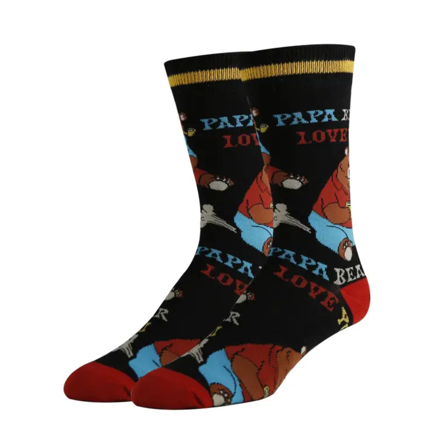 Papa Bear | Men's Funny Cotton Crew Dress Socks, Color: Multi, Size: O/S