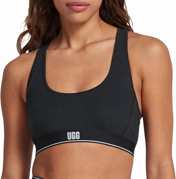 UGG Women's Missy Logo Bralette, Color: Black, Size: XS