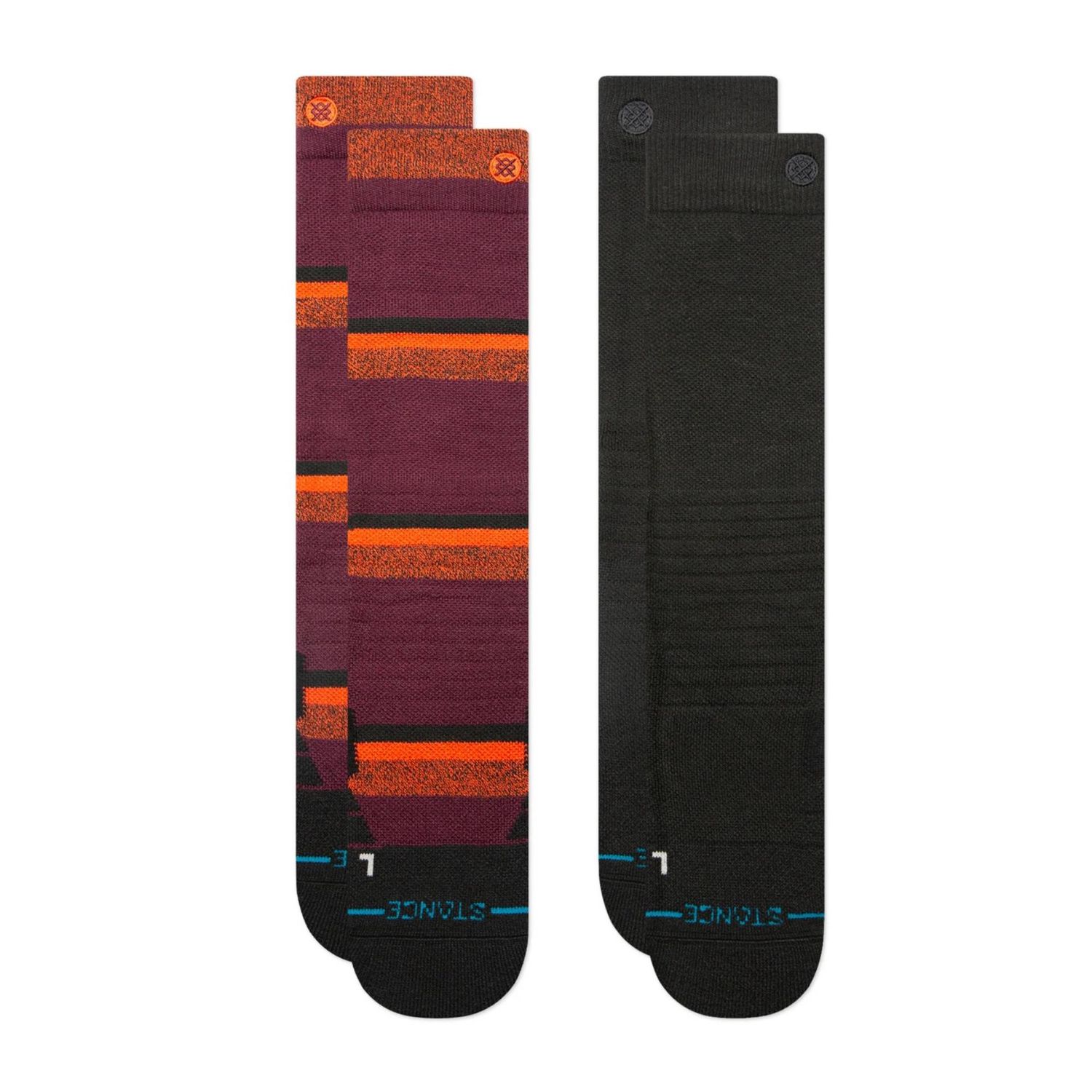 Stance Nightride Mid Poly 2-Pack Snowboard Socks, Color: Black, Size: M