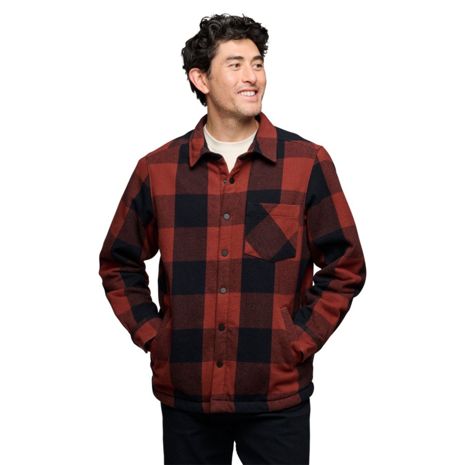 Black Diamond Men's Project Lined Flannel Shirt, Color: Iron Red-Black, Size: M