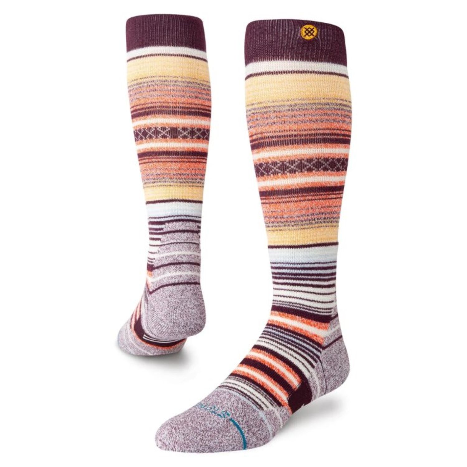 Stance Curren Snow Socks, Wine, Color: Wine, Size: M
