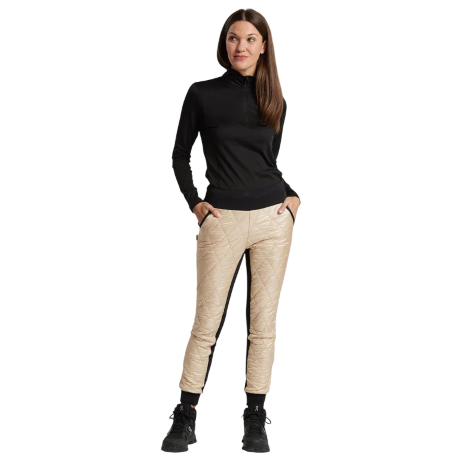 Ohsho Women's Lola Stretch Back Pants, Color: Champagne, Size: M