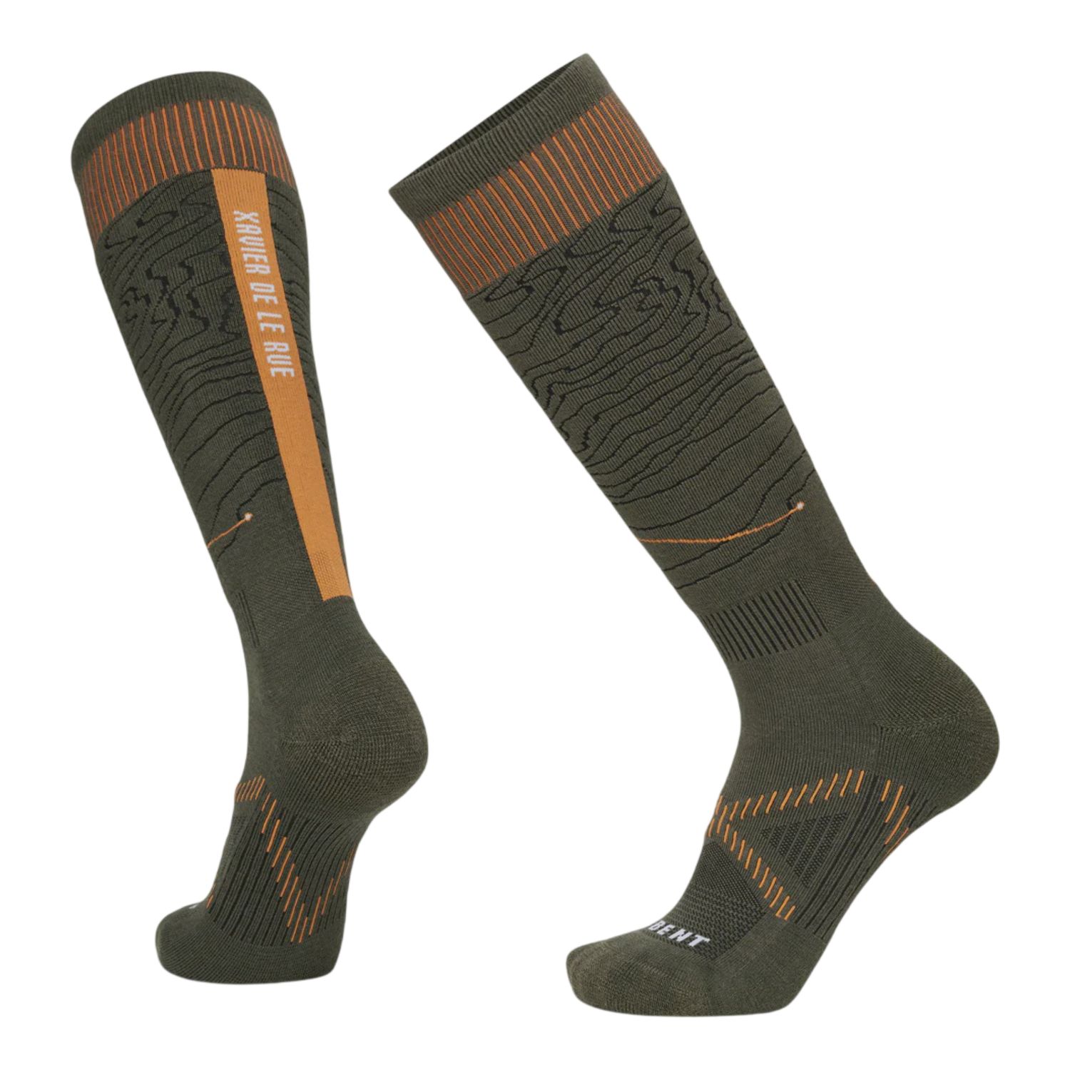 Xavier De Le Rue Pro Series Light Cushion Snow Socks, Color: Dark Eucalypt, Size: S