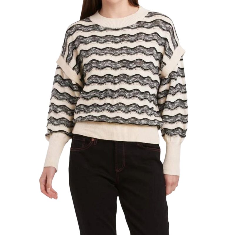 Women’s Myla Wavy Stripe Sweater, Black/Cream