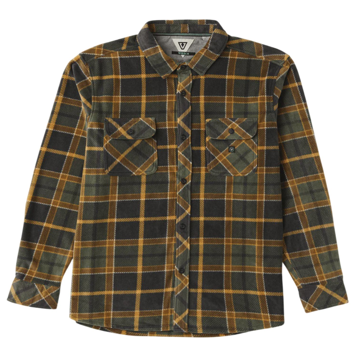 Vissla Eco-Zy LS Polar Flannel Shirt, Color: Dark Olive, Size: M