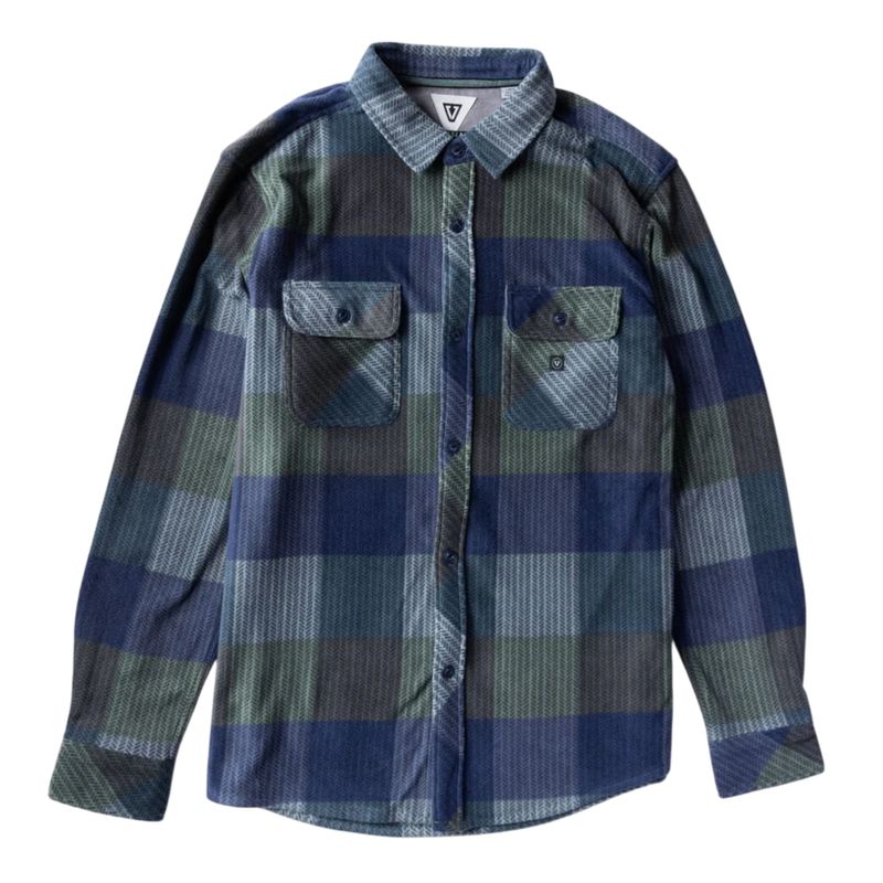 Vissla Eco-Zy Long Sleeve Polar Flannel, Dusty Green