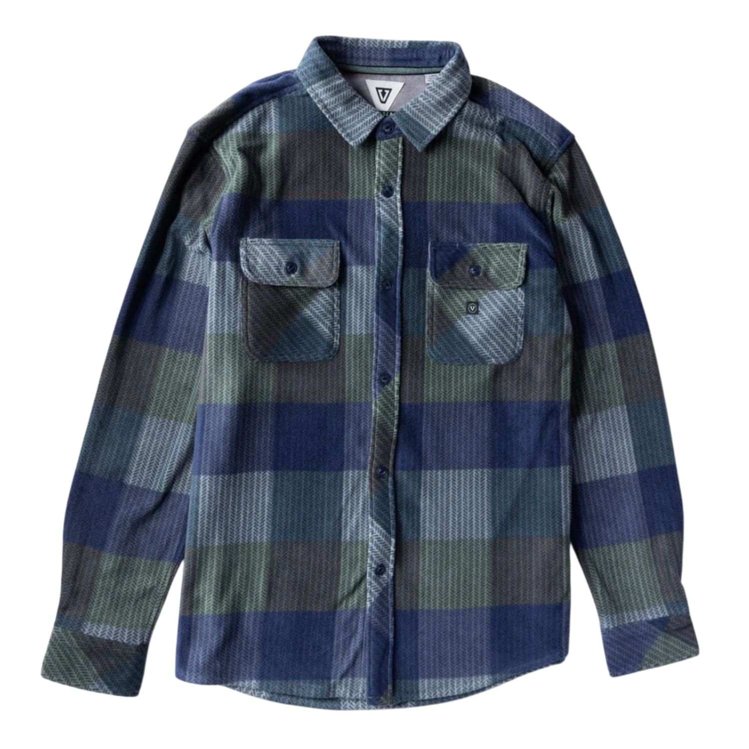 Vissla Eco-Zy Long Sleeve Polar Flannel, Dusty Green, Color: Dusty Green, Size: M