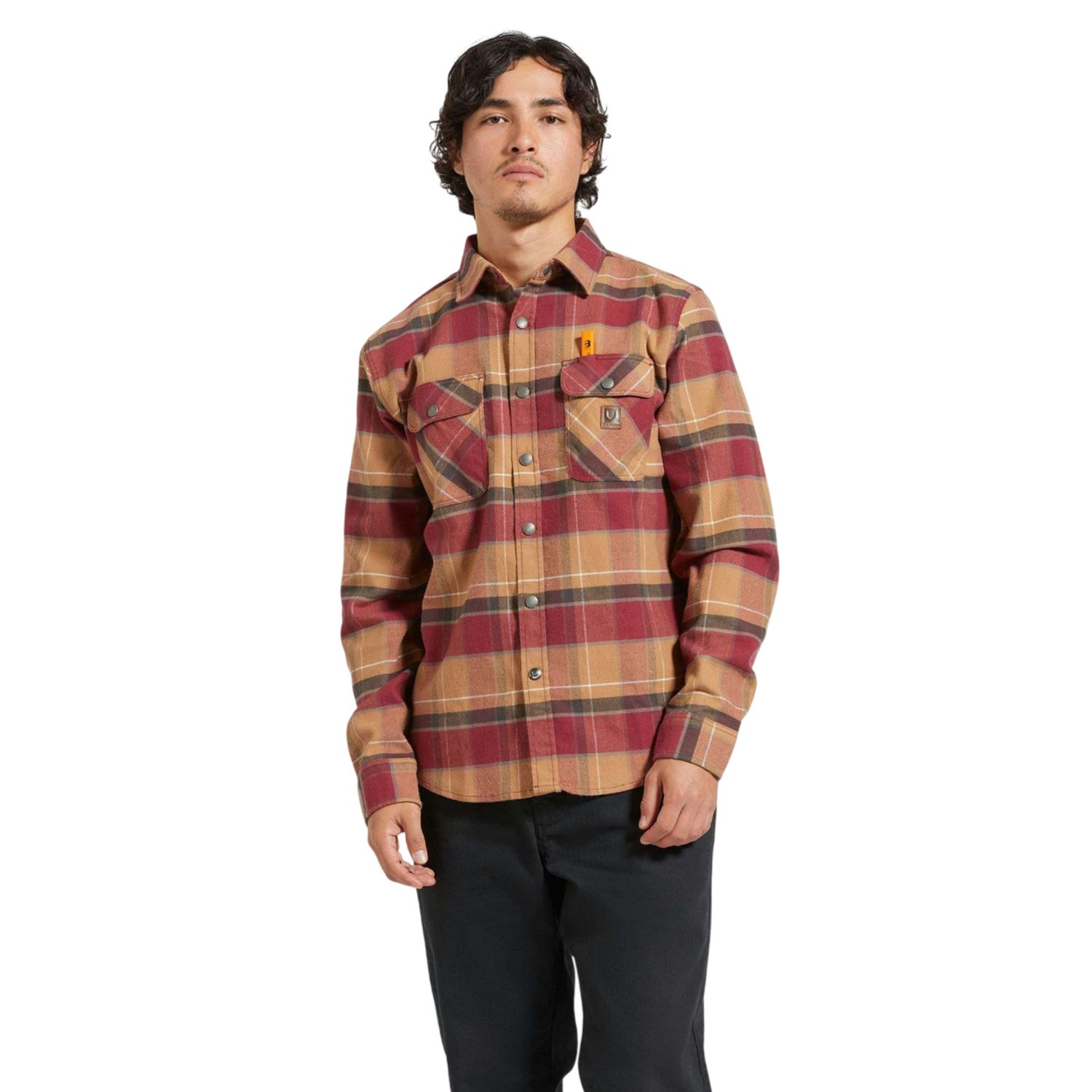 Brixton Builders Bowery STR WR Flannel, Color: Woodsmoke/Cordov, Size: S