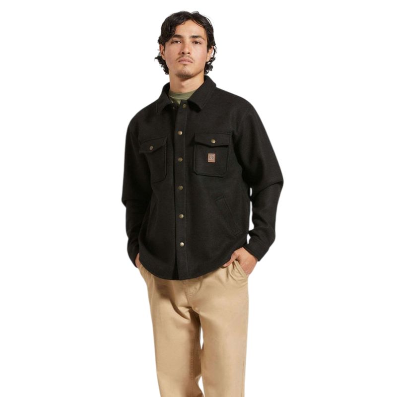 Brixton Bowery L/S Arctic Stretch Fleece Flannel, Black