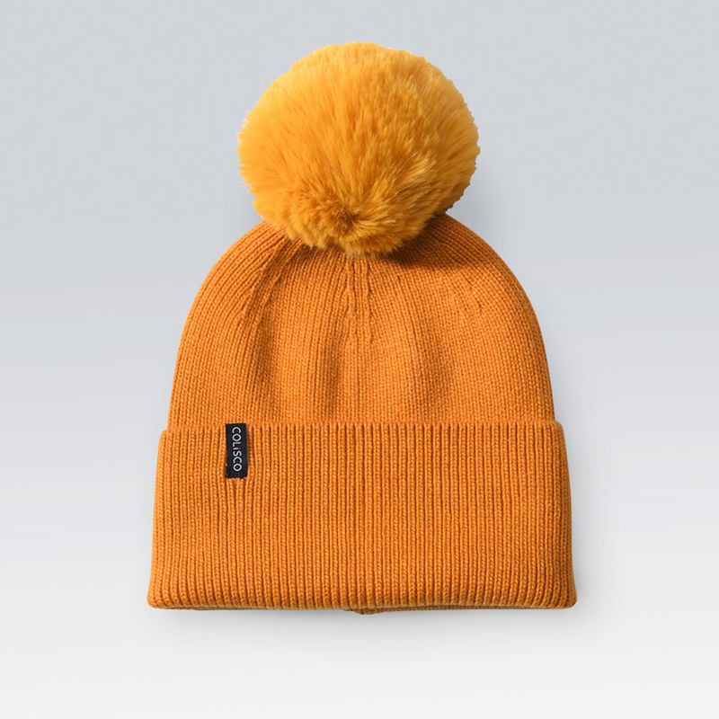 Colisco Soft Warm Pompom Beanies, Orange