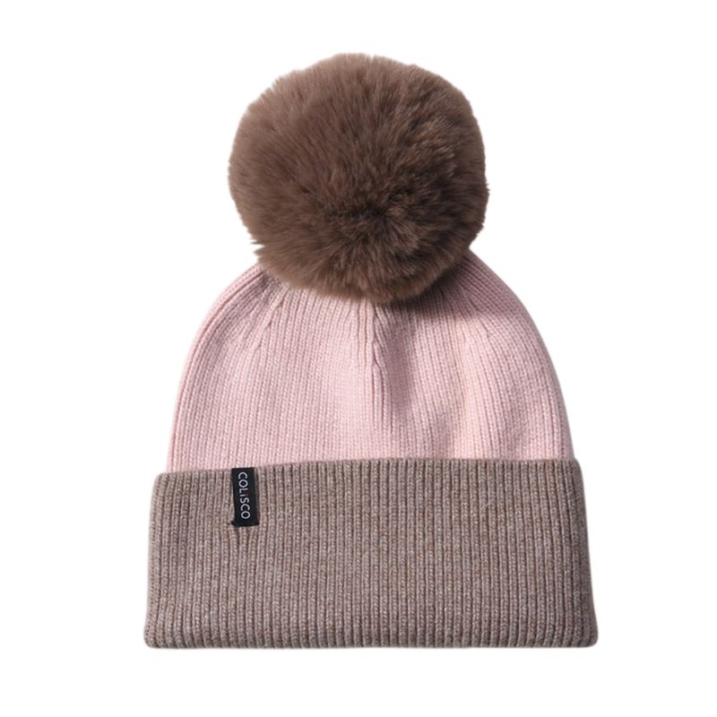 Colisco Pompom Beanies, Brown/Pink