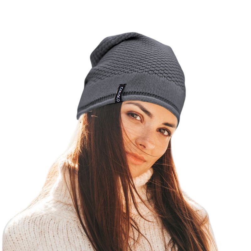 Colisco Soft Warm Slouch Beanie, Cozy Winter Knitted Beanie Hat, Grey