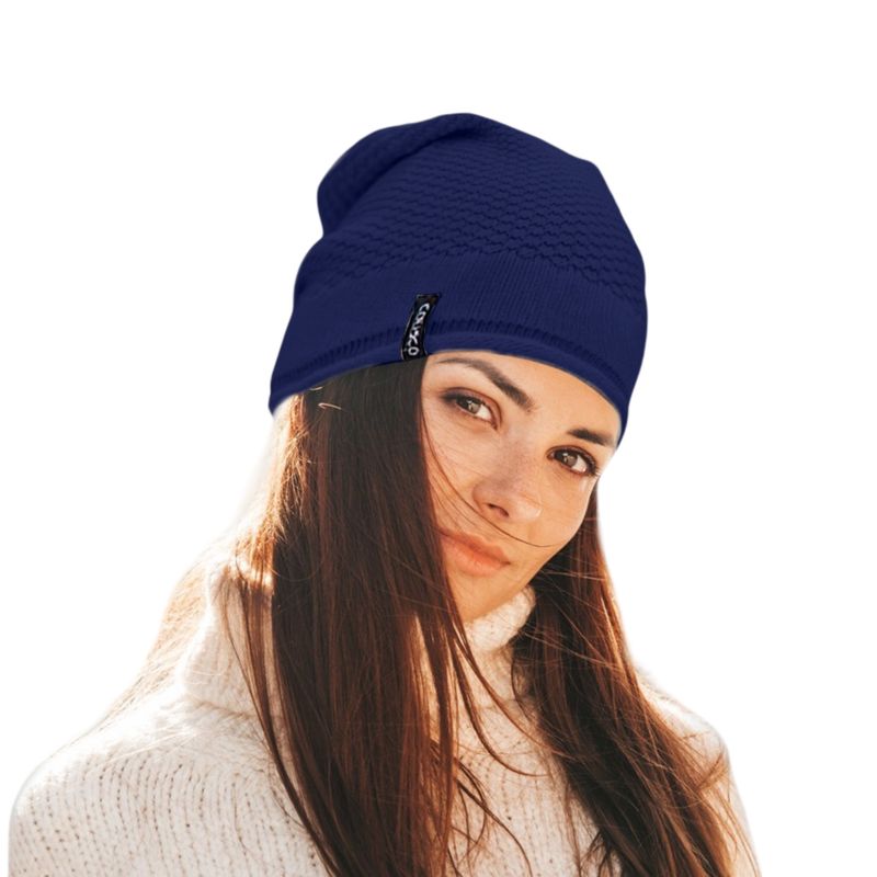 Colisco Soft Warm Slouch Beanie, Cozy Winter Knitted Beanie Hat, Blue