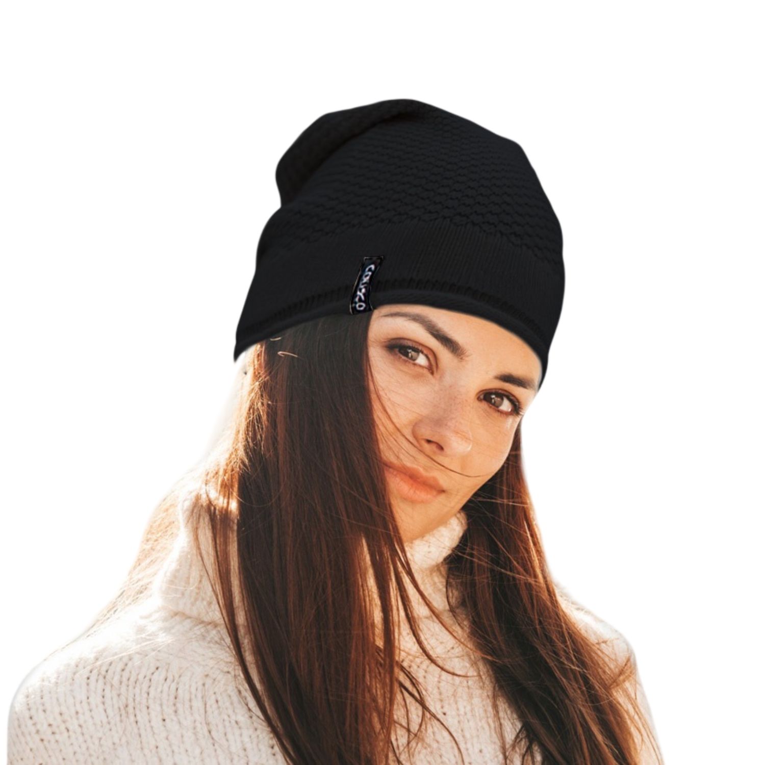 Colisco Soft Warm Slouch Beanie, Cozy Winter Knitted Beanie Hat, Black