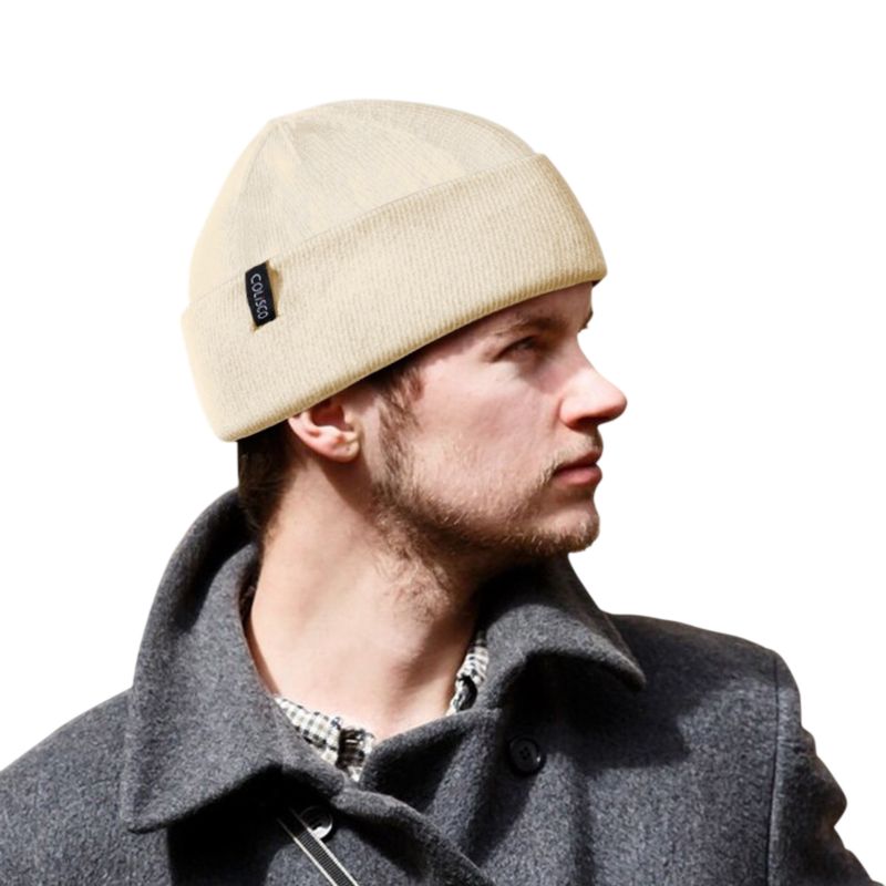 Colisco Soft Warm Cuff Beanie, Cozy Winter Knitted Beanie Hat , White