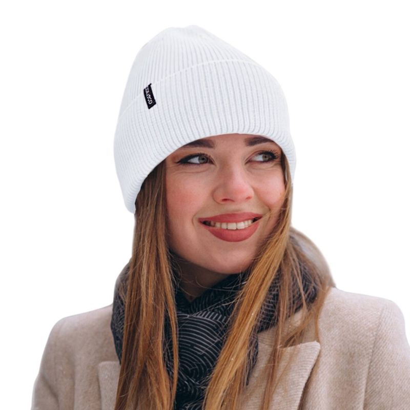 Colisco Soft Warm Cuff Beanie, Cozy Winter Knitted Beanie Hat, White
