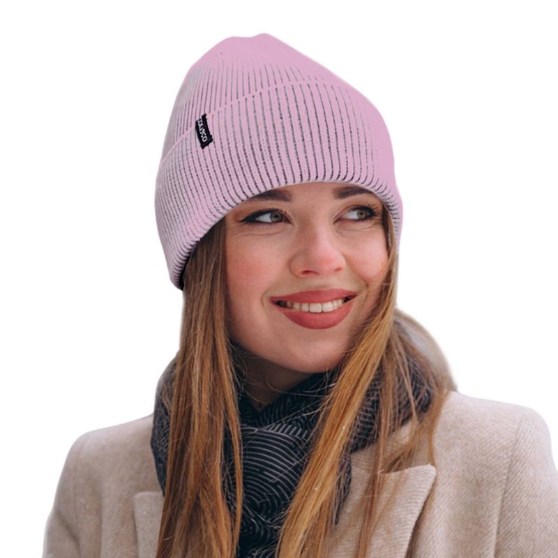 Colisco Soft Warm Cuff Beanie, Cozy Winter Knitted Beanie Hat, Plush Pink