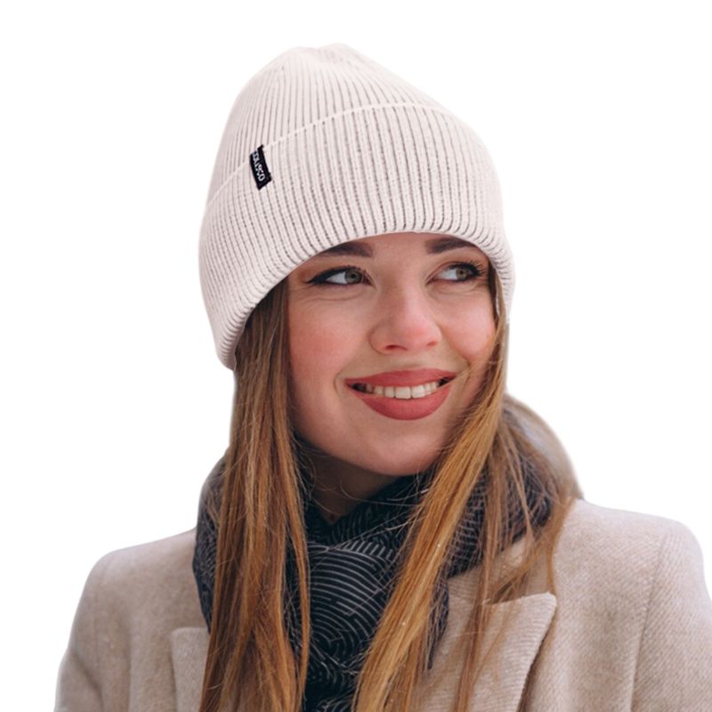 Colisco Soft Warm Cuff Beanie, Cozy Winter Knitted Beanie Hat, Cream
