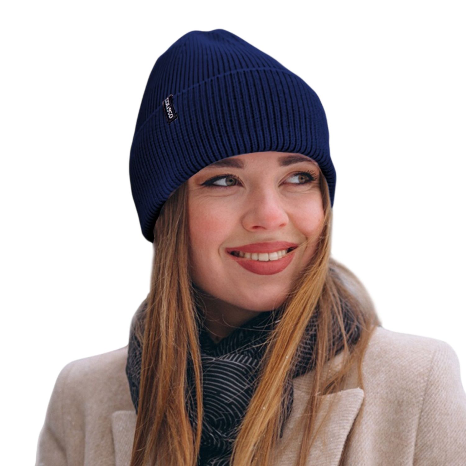 Colisco Soft Warm Cuff Beanie, Cozy Winter Knitted Beanie Hat, Navy