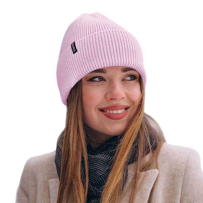 Colisco Soft Warm Cuff Beanie, Cozy Winter Knitted Beanie Hat, Light Pink